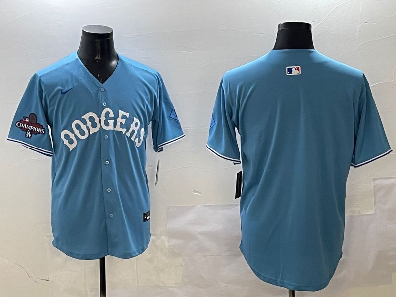 Men Los Angeles Dodgers Blank Light Blue Throwback Game 2025 Nike MLB Jersey style 19
